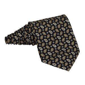 Blacker by Stanley Blacker Tie Necktie Mens Silk Paisley Squares Black 60 in